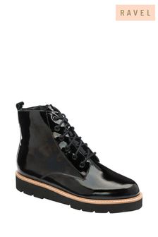 Ravel Black Dark Leather Ankle Boots (569963) | 606 SAR