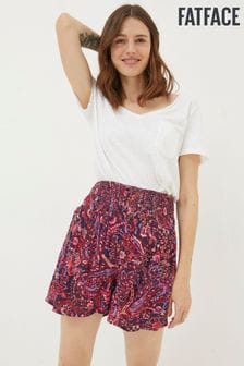 FatFace Purple Bright Paisley Shirred Waist Shorts (570128) | kr640