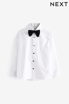 White Long Sleeve Smart Shirt With Bow Tie (3-16yrs) (570254) | AED53 - AED71