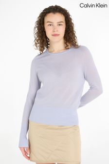 Niebieski bardzo cienki sweter Calvin Klein z wełny (570305) | 442 zł