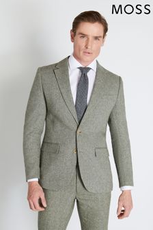 Zelena moška obleka ozkega kroja: suknjič Moss Herringbone (570435) | €181