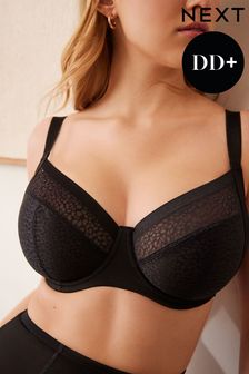 Black DD+ Non Pad Balcony Smoothing Animal Mesh Underwired Side Support Bra (571182) | 33 €