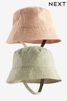 Sage Green / Apricot Orange Baby Bucket Hats 2 Pack (0mths-2yrs) (571396) | €17