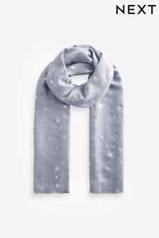 Grey Foil Snowflake Lightweight Scarf (571854) | $16