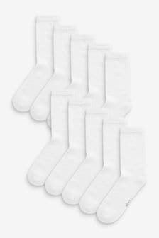 White 10 Pack Cushioned Sole Sport Socks (572328) | $50