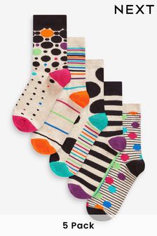Rainbow Spots/Stripes Ankle Socks 5 Pack (572408) | $15