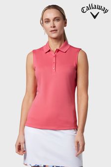 Callaway Apparel Ladies Pink Golf Sleeveless Knit Polo Shirt (572451) | 92 zł