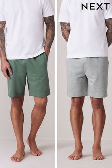 Grey/Sage Green 100% Cotton Lightweight Joggers Shorts 2 Pack (572519) | $42