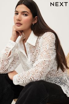 White Crochet Shirt (572728) | HK$331