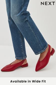 Czerwony - Płaskie skórzane buty Forever Comfort® z paskiem na pięcie (572864) | 270 zł