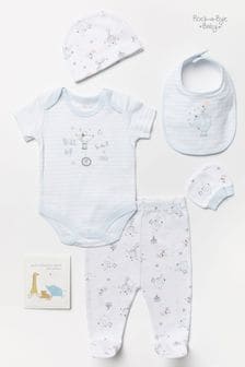 Rock-A-Bye Baby Boutique Blue Circus Animal Print Cotton 6 Piece Gift Set (573095) | OMR16