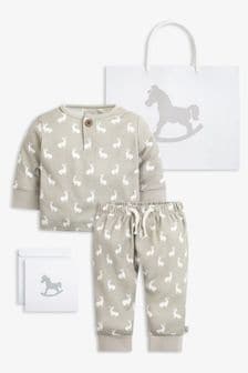 The Little Tailor Baby 2 Piece Jersey Bunny Print Set (573309) | SGD 37
