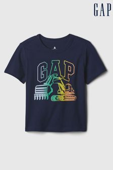 Bagger, Marineblau - Gap Kurzärmeliges T-Shirt mit Rundhalsausschnitt und Logo-Grafik (Neugeborenes - 5 Jahre) (573383) | 12 €