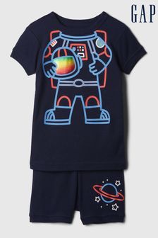 Negru - Gap Graphic Short Sleeve Pyjama Set (12 luni - 5 ani) (573555) | 107 LEI