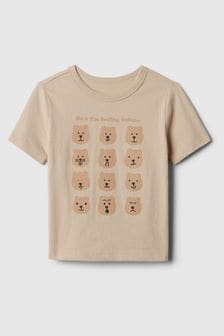 Gap Brown Graphic Short Sleeve Crew Neck T-Shirt (Newborn-5yrs) (573632) | kr104