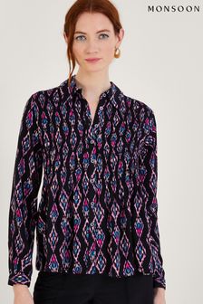 Monsoon Geraffte Bluse aus Lenzing™ Ecovero™ mit rosa Ikat-Muster (573798) | 41 €
