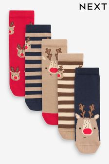 Christmas Reindeer Cotton Rich Socks 5 Pack (573902) | €3 - €5.50