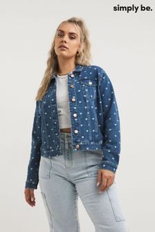 Синяя джинсовая куртка в стиле вестерн с принтом сердец Simply Be (573987) | €24