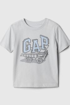 Grauer Lastwagen - Gap Kurzärmeliges T-Shirt mit Rundhalsausschnitt und Logo-Grafik (Neugeborenes - 5 Jahre) (574111) | 12 €