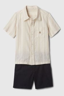 Gap Cream Linen-Cotton Shirt and Shorts Set (6mths-5yrs) (574139) | kr640