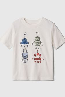 Weiß - Gap Kurzärmeliges Rundhals-T-Shirt mit Grafik (Neugeborenes - 5 Jahre) (574174) | 12 €