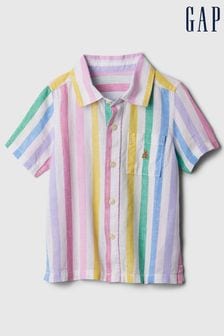 Gap White Short Sleeve Linen Cotton Shirt (6mths-5yrs) (574240) | €21