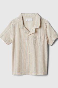 Gap Beige Linen-Blend Holiday Short Sleeve Shirt (6mths-5yrs) (574271) | kr330