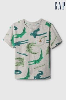 Gris con diseño de cocodrilo - Gap Short Sleeve Crew Neck T-shirt (newborn-5yrs) (574417) | 11 €
