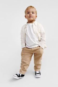 Gap White and Brown Linen Blend Shirt and Trousers Set (6mths-5yrs) (574737) | €57