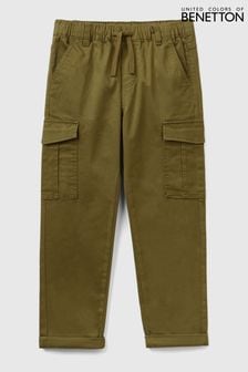 Zielone spodnie bojówki Benetton z troczkami (574807) | 112 zł