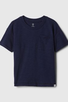 Bleu marine chiné - T-shirt Gap Col ras du cou Manche courte à poche (nouveau-né à 5 ans) (574811) | €7