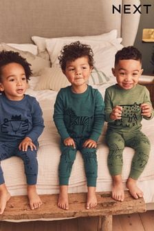 Kaki/animal gris - Lot de 3 pyjamas confortables (9 mois - 10 ans) (574841) | €36 - €44