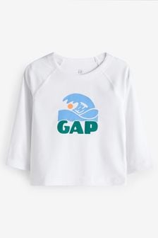White - Gap Long Sleeve Baby Rash Vest (6mths-5yrs) (575018) | kr370