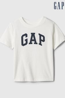 Blanc - T-shirt Gap à manches courtes avec logo à col ras du cou (nouveau-né à 5 ans) (575055) | €9