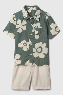 Gap Green Linen-Cotton Shirt and Shorts Set (6mths-5yrs) (575107) | kr640