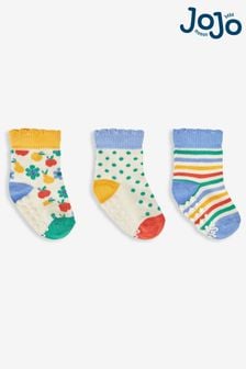 JoJo Maman Bébé Cream Girls' 3-Pack Fruit Socks (575226) | OMR5