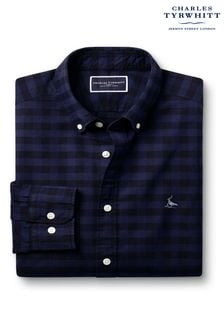 Charles Tyrwhitt Blue Gingham Button-down Washed Oxford Slim Fit Shirt (575427) | 383 SAR