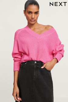 Pink Cosy V-Neck Stitch Jumper (575503) | AED60