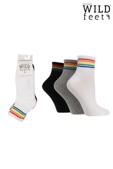 Wild Feet White/Grey/Black Ankle length Rib Socks (575840) | kr143