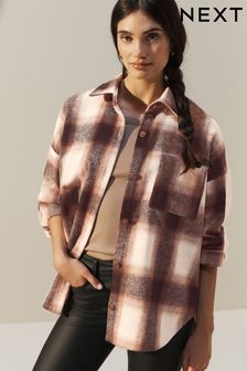 Pink/Cream Check Long Sleeve Shacket (575921) | AED88