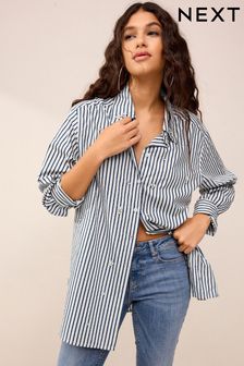 Blue Stripe Gem Embellished Long Sleeve Shirt (576644) | ₪ 167