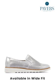 Pavers Silver Ladies Wide Fit Lightweight Casual Slip-On Shoes (577049) | 47 €