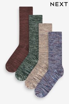 Blue/Grey/Neutral 4 Pack Textured Heavyweight Socks (577053) | 46 SAR