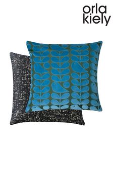 Orla Kiely Blue Early Bird Velvet Cushion (577054) | $91