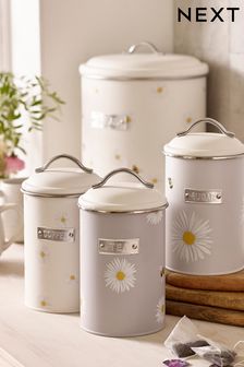 Set of 3 Grey Daisy and Bee Storage Tins (577283) | $48