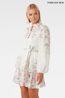 Forever New White Raine Printed Tiered Mini Dress (577521) | €173