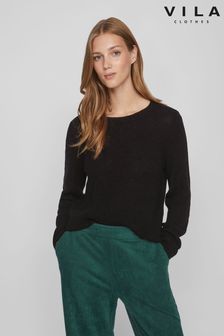 黑色 - Vila 圓領舒適針織套衫 (577542) | NT$1,120