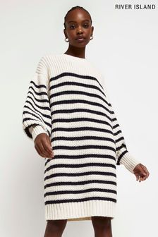 River Island Ecru Cream Striped Jumper Dress (577606) | €79