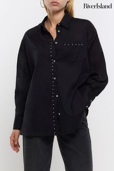 River Island Embellished Black Shirt (577631) | ₪ 196