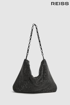 Reiss Black Trinity Draped Crystal Handbag (577724) | $218